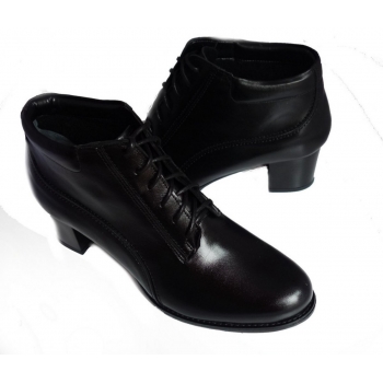 Skórzane szerokie botki tęgość 2xH obcas 5.5 cm